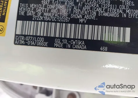 2013 Lexus Rx 350 from USA, damaged, VIN 2T2ZK1BA7DC120267